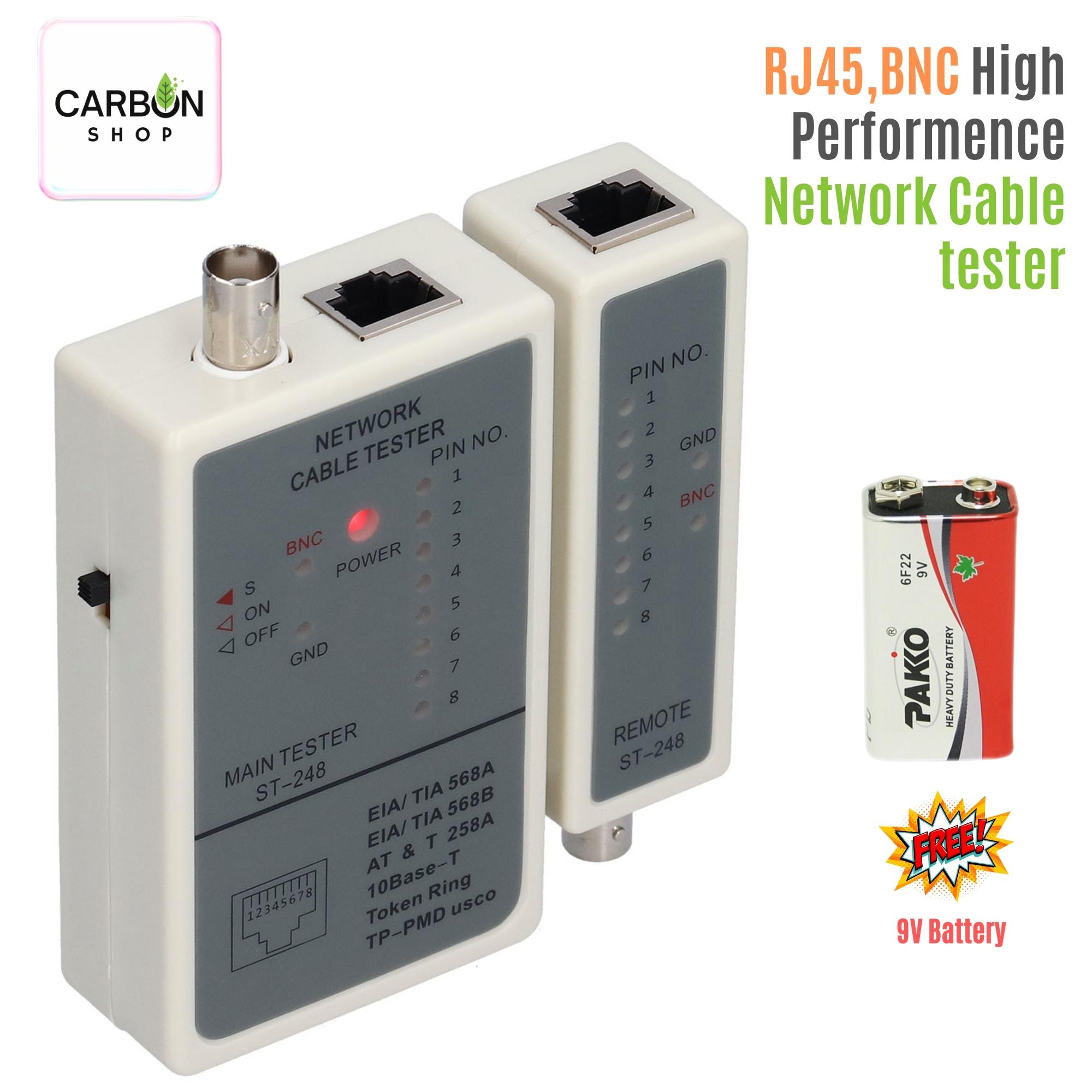 Picture of Network Cable Tester RJ45 RJ12 RJ11 Network Wires Detector Cat 5 Cat 6 Cable Connector Premium Cable Repair Set Cable Mapper for Cat5 Cat6 Telephone Line Cable with DC 9V D-link type High Quality