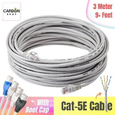 Picture of 3M Cat5 RJ45 Ethernet LAN Network Gigabit Ethernet Cable Network Patch Cord Cable LAN Adapter Internet Copper Twisted Wire  LAN Network Cord Cable Lead 10/100/1000 Mbps 3 Meter LAN Cable Plug Connector for Laptop Mac PC WIFI CC Camera Smart TV Box Android