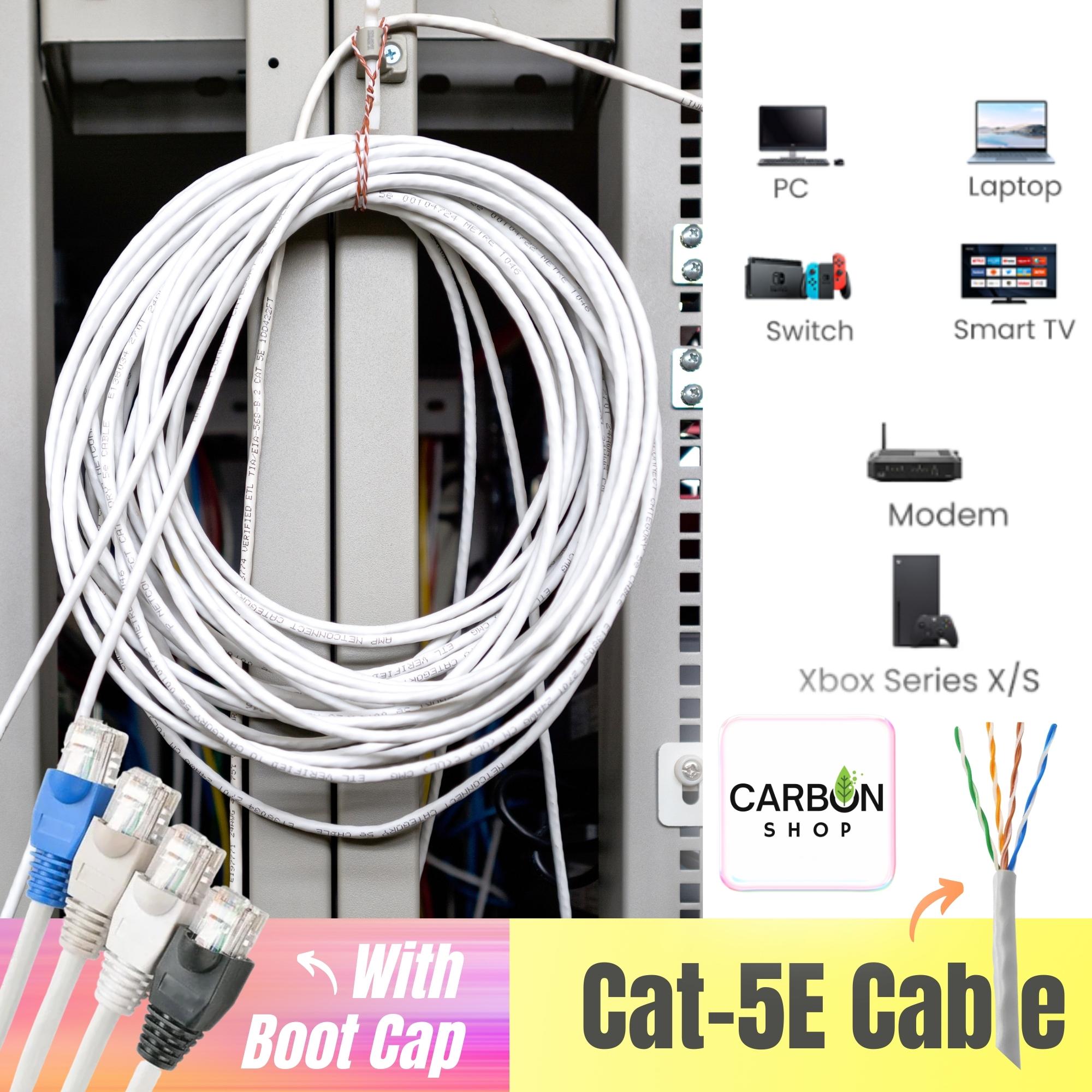 Picture of 5M Cat5 RJ45 Ethernet LAN Network Gigabit Ethernet Cable Network Patch Cord Cable LAN Adapter Internet Copper Twisted Wire LAN Network Cord Cable Lead 10/100/1000 Mbps Plug Connector for Laptop Mac PC WIFI CC Camera Smart TV Box Android