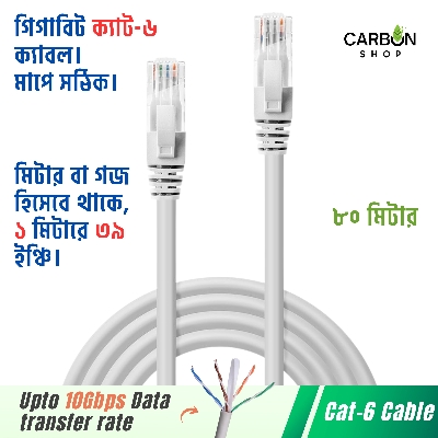 Picture of 80 Meter Cat6 Ethernet Patch Cable Gigabit RJ45 Network Wire Lan Cable Plug Connector Cat 6 Cable - 80M
