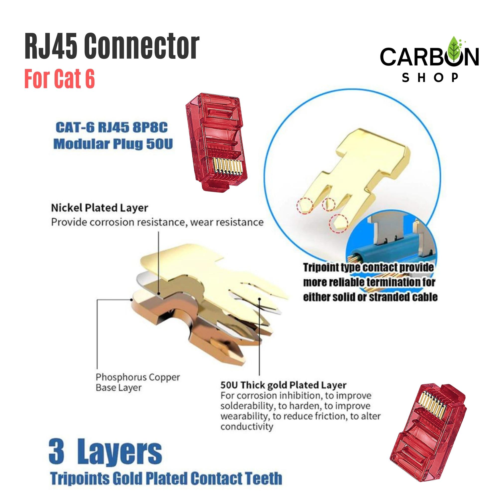 Picture of 30 pcs RJ45 Plug Ethernet Gold Plated Network Connector - 30 piece RJ45 Network Connector CAT5e CAT6 Transparent Networking Cable Connectors