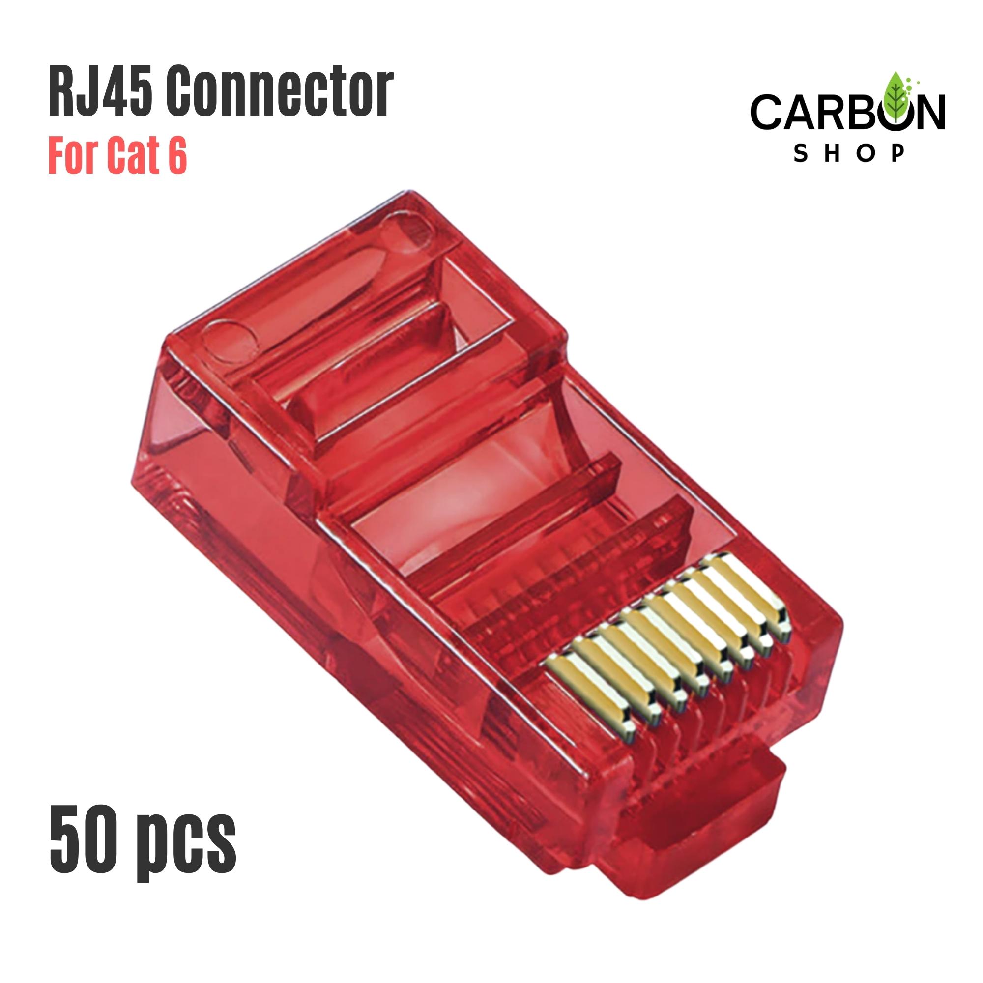 Picture of 50 pcs RJ45 Network Connector CAT5e CAT6 Transparent Networking Cable Connectors Coffee RJ45 Connector