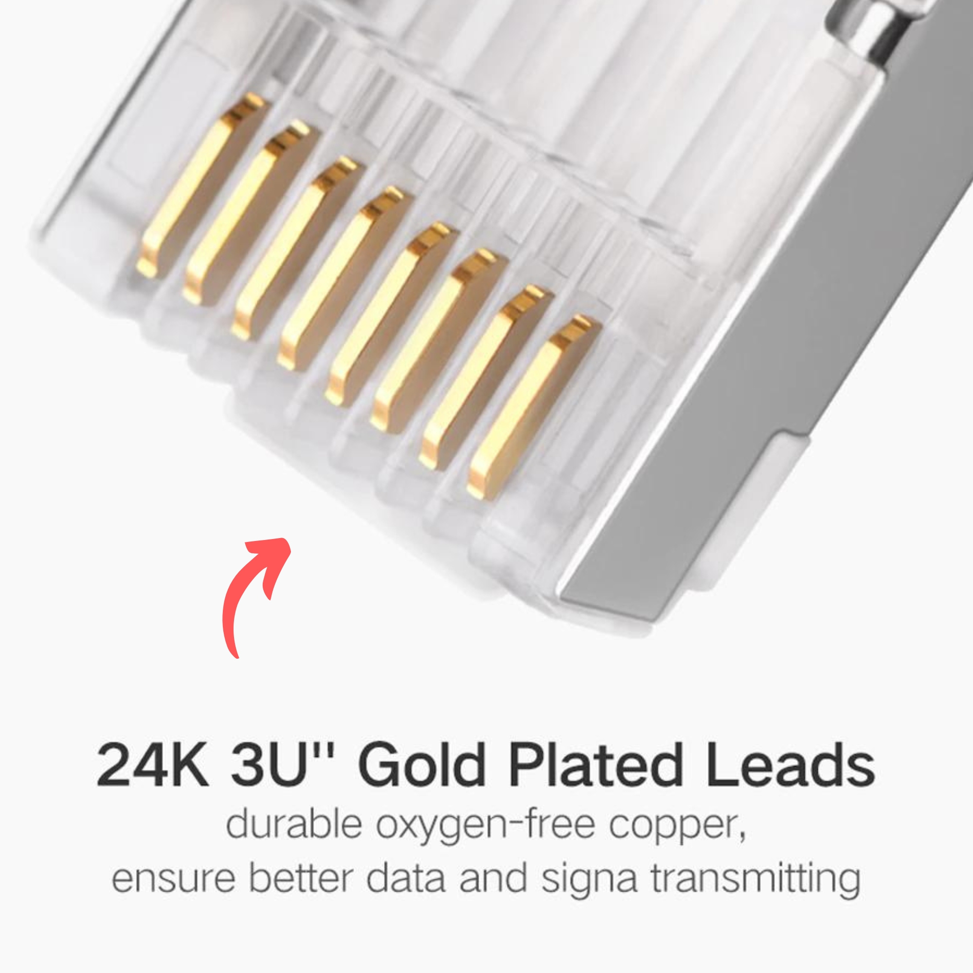 Picture of RJ45 Connector Cat 6 Connector Network Unshielded RJ45 Plug Ethernet Gold Plated Network Connector Perforated Crystal Head Jack For ONU PC Laptop CC Camera Server TV Box 10 Pcs/30 Pcs/50 Pcs/80 Pcs/100 Pcs/200 Pcs/300 Pcs/400 Pcs/500 Pcs/1000 Pcs