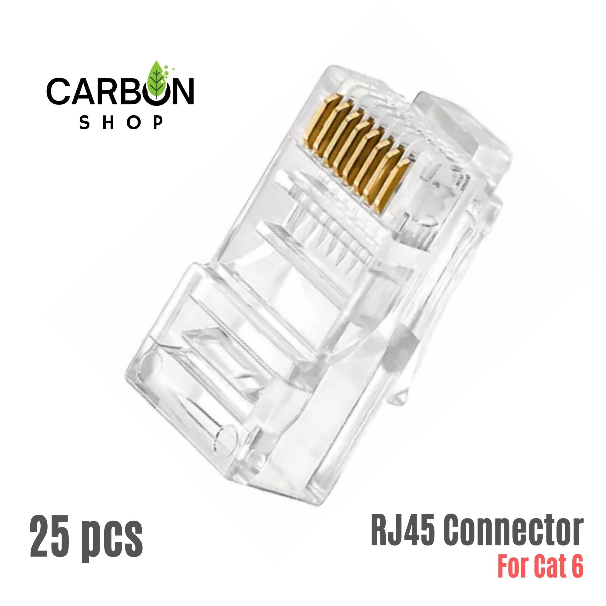 Picture of RJ45 Plug Ethernet Gold Plated Network Connector - 25Pcs for  5 Cat 6 Cat 7 Cable Network Unshielded RJ45 Plug Ethernet Gold Plated Network Connector Perforated Crystal Head White Cat5 Cat6  - White