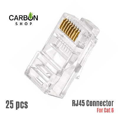 Picture of RJ45 Plug Ethernet Gold Plated Network Connector - 25Pcs for  5 Cat 6 Cat 7 Cable Network Unshielded RJ45 Plug Ethernet Gold Plated Network Connector Perforated Crystal Head White Cat5 Cat6  - White