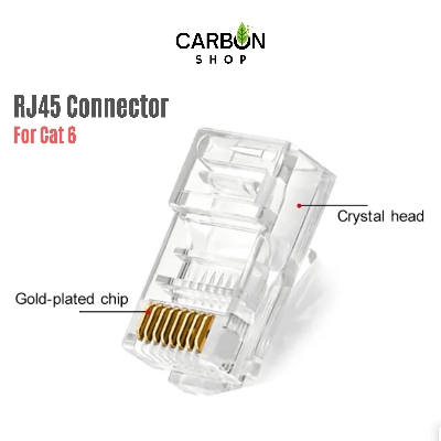 Picture of RJ45 Plug Ethernet Gold Plated Network Connector - 25Pcs for  5 Cat 6 Cat 7 Cable Network Unshielded RJ45 Plug Ethernet Gold Plated Network Connector Perforated Crystal Head White Cat5 Cat6  - White
