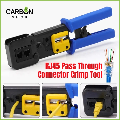 Picture of RJ45 Pass Through Connector Crimp Tool - All-in-One Professional Grade Crimper Crimping Tool Cat5, Cat5e, Cat6, Cat7 and Cat6a Ethernet Cables