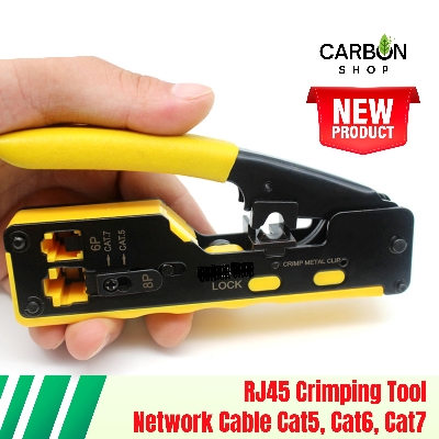 Picture of RJ45 Connector Crimp Tool - Professional Grade Crimping Plier for Cat5, Cat6, Cat7, Cat8 and Cat6a Ethernet Cables Crimper