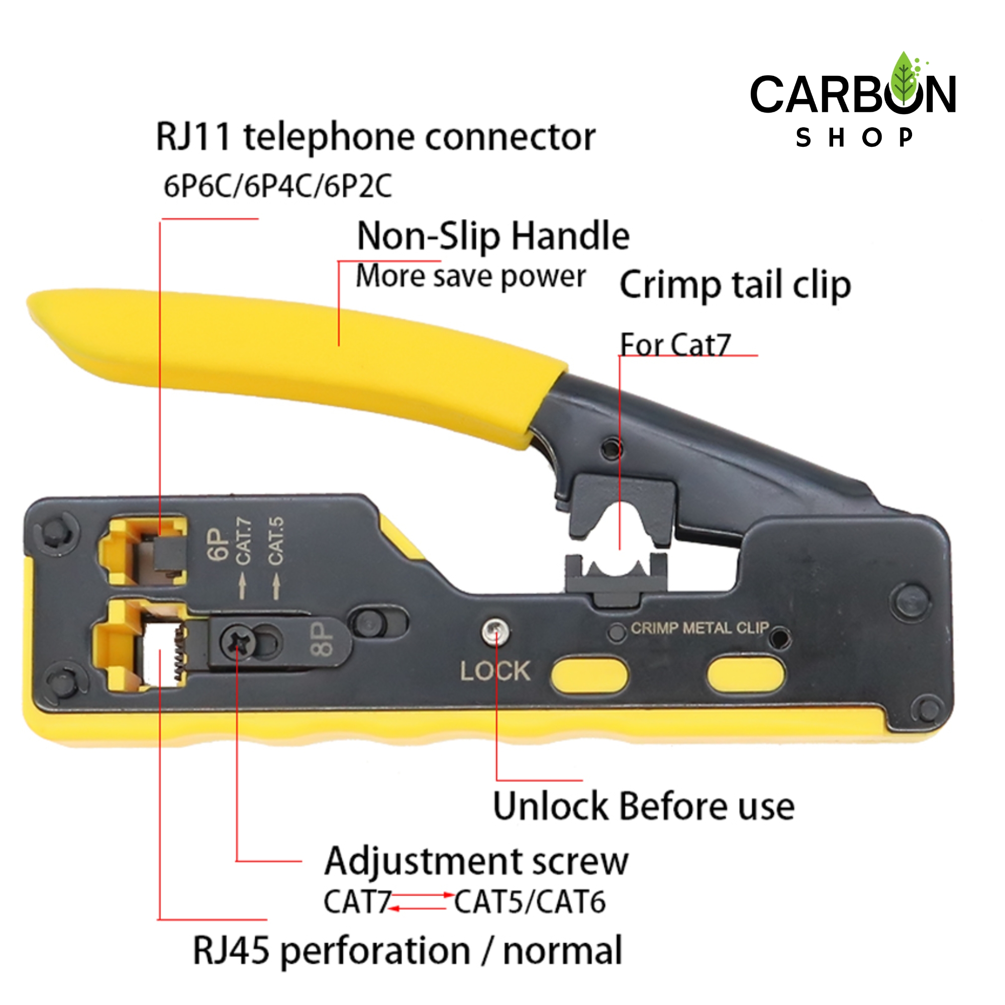 Picture of RJ45 Connector Crimp Tool - Professional Grade Crimping Plier for Cat5, Cat6, Cat7, Cat8 and Cat6a Ethernet Cables Crimper