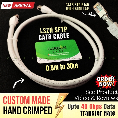 Picture of Cat8 Cable 40Gbps 2000Mhz Pure Copper Internet Ethernet Network 22AWG RJ45 Shielded Indoor LAN Cat 8 Cable SFTP  Ethernet Cable CAT8 40Gbps 2000MHz for Gaming, Router, PC - High Speed Reliable and Stable Connectivity