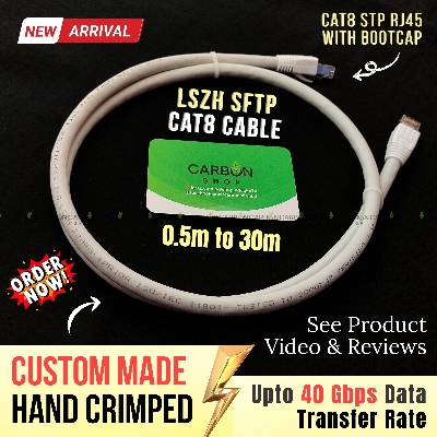 Picture of Cat8 Cable 40Gbps 2000Mhz Pure Copper Internet Ethernet Network 22AWG RJ45 Shielded Indoor LAN Cat 8 Cable SFTP  Ethernet Cable CAT8 40Gbps 2000MHz for Gaming, Router, PC - High Speed Reliable and Stable Connectivity