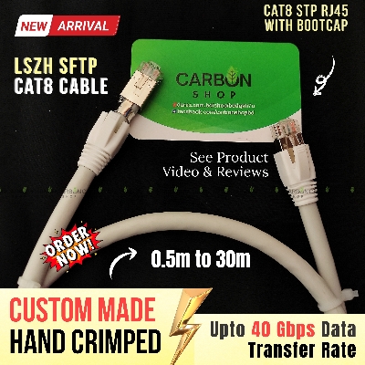 Picture of Cat8 Cable 40Gbps 2000Mhz Pure Copper Internet Ethernet Network 22AWG RJ45 Shielded Indoor LAN Cat 8 Cable SFTP  Ethernet Cable CAT8 40Gbps 2000MHz for Gaming, Router, PC - High Speed Reliable and Stable Connectivity