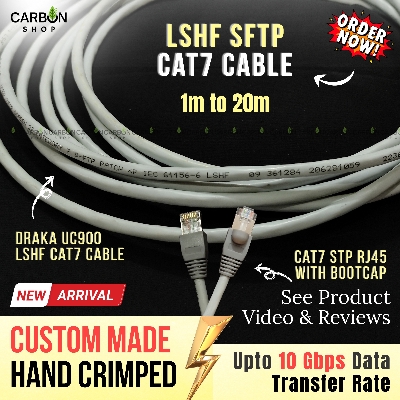Picture of Cat7 Cable S/FTP Patch LAN Cable LSHF Shielded Pure Copper Internet Ethernet Network RJ45 Shielded Indoor Ethernet Cable 1000MHz 10Gbps High Speed | Faster Like Cat6 Cable Cat8 Cable - Gaming, Router, PC High Speed Reliable Connectivity like Cat 8 Cable