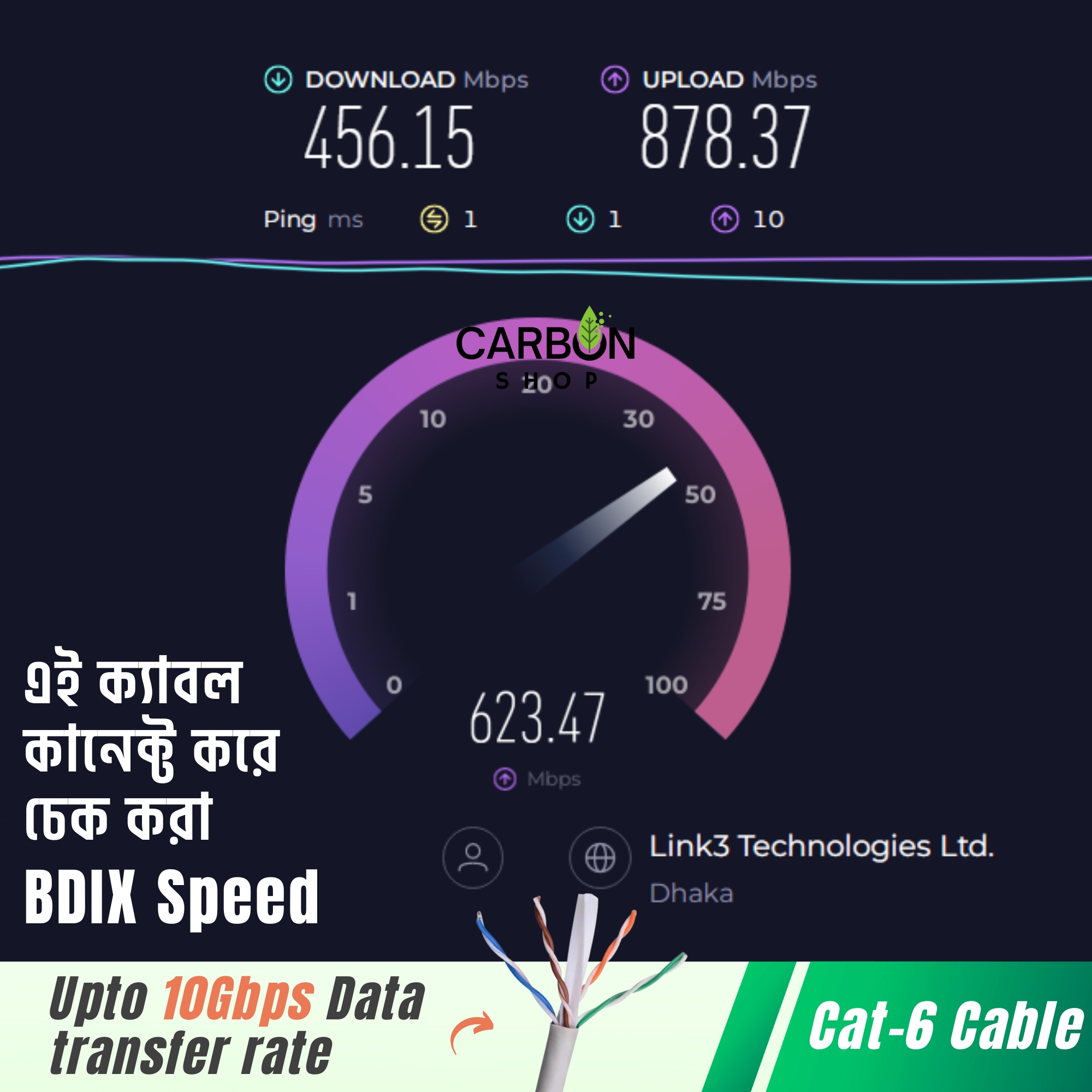 Picture of Orange 10M Cat6 Cable Gigabit Ethernet Network Internet Indoor LAN Cable RJ45 Plug Connector Cat 6 Cable for Gaming, Router,Computer