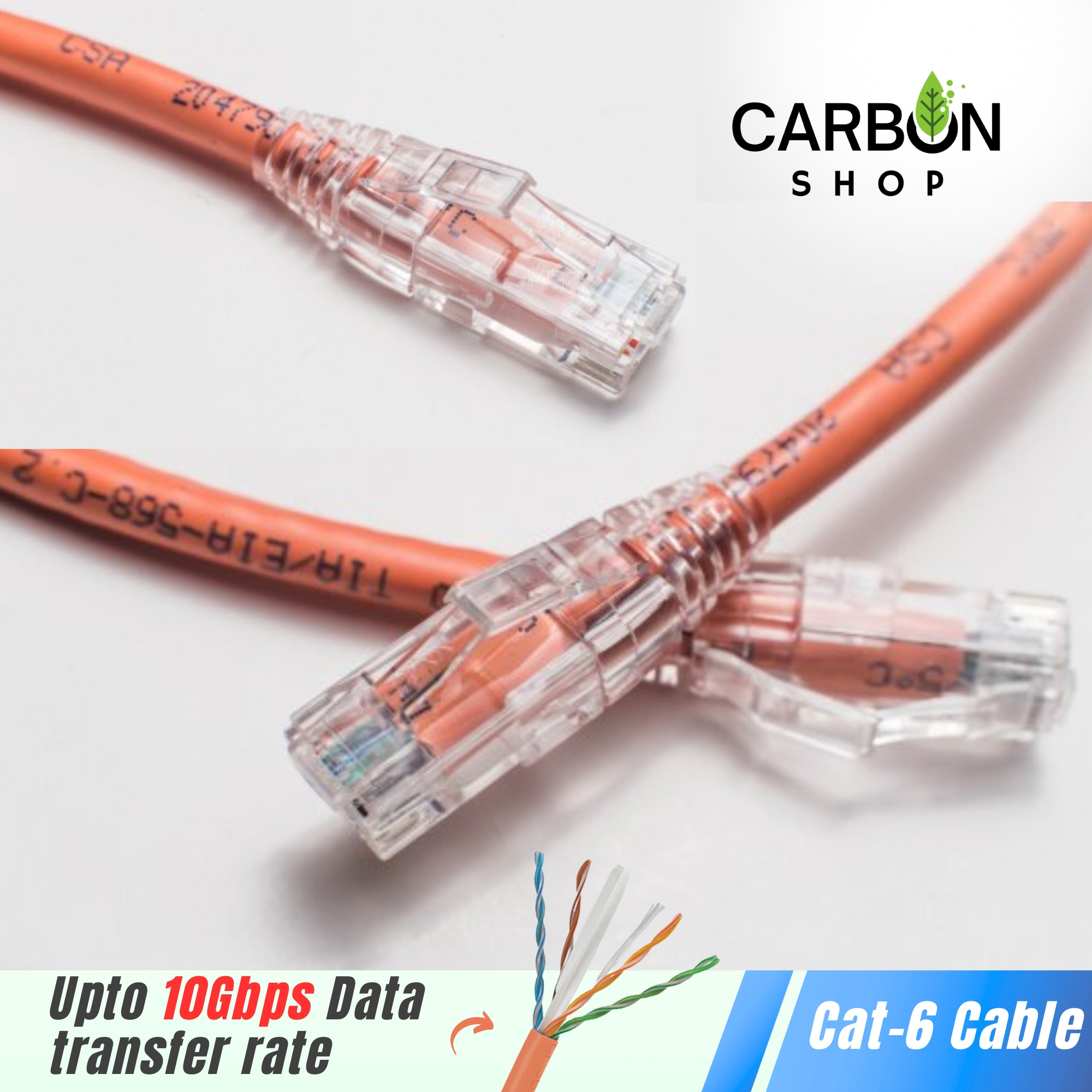 Picture of Orange 35M Cat6 Cable Gigabit Ethernet Network Internet Indoor LAN Cable RJ45 Plug Connector Cat 6 Cable for Gaming, Router,Computer