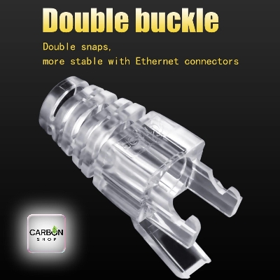 Picture of RJ45 Strain Relief Crystal Boot Cover with EZ RJ45 Gold Plated Crystal Pass Through Connector Modular for Network Lan Cable Cat6, Cat5, Cat5E 5/10/20/25/50/75/100Pcs