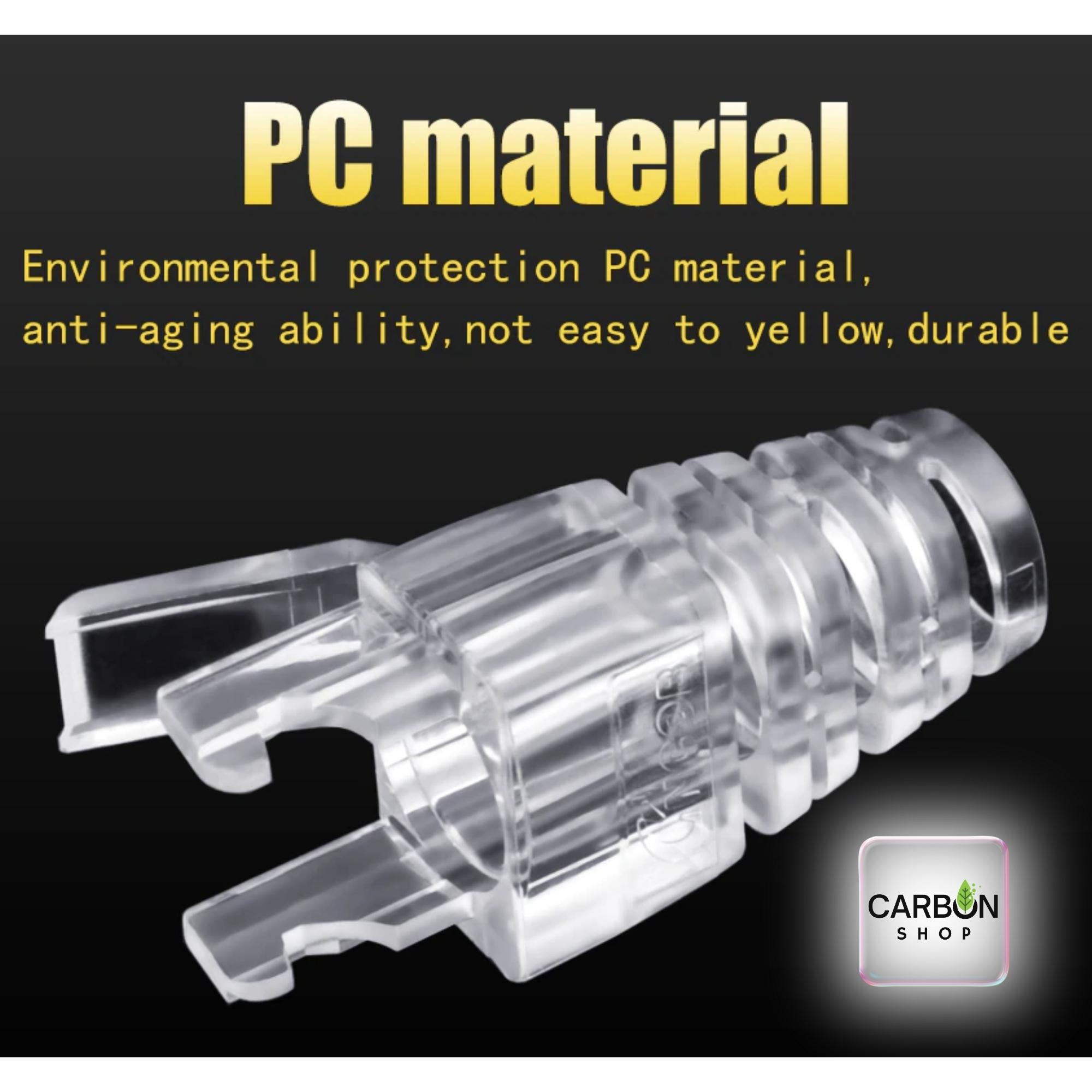 Picture of RJ45 Strain Relief Crystal Boot Cover with EZ RJ45 Gold Plated Crystal Pass Through Connector Modular for Network Lan Cable Cat6, Cat5, Cat5E 5/10/20/25/50/75/100Pcs