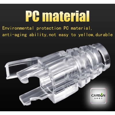 Picture of RJ45 Strain Relief Crystal Boot Cover with EZ RJ45 Gold Plated Crystal Pass Through Connector Modular for Network Lan Cable Cat6, Cat5, Cat5E 5/10/20/25/50/75/100Pcs