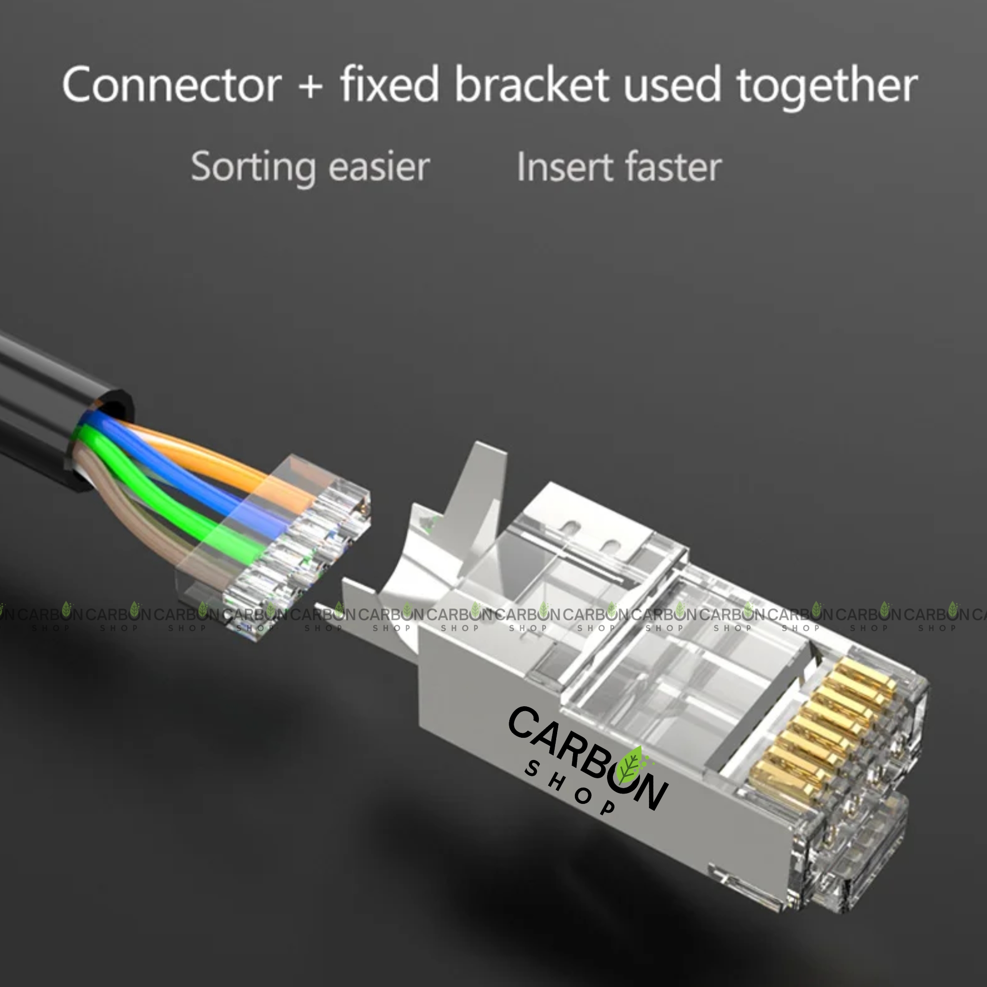 Picture of 4 Pcs Rj45 Ethernet Plug Gold Plated Network Connector  Cat6 Cat7 Cat8 Pass through STP Connector 50u Gold Plated 8P8C Modular Plugs FTP/STP Cable