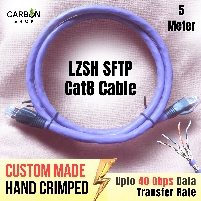 Picture of 5 Meter Ethernet Cable Cat8 Cable 40Gbps 2000Mhz Pure Copper Internet Ethernet Network 23AWG RJ45 Shielded Indoor LAN Cat 8 Cable SFTP Ethernet Cat-8 Cable CAT8 40Gbps 2000MHz for Gaming, Router, PC, PS4 - High Speed Reliable and Stable Connectivity