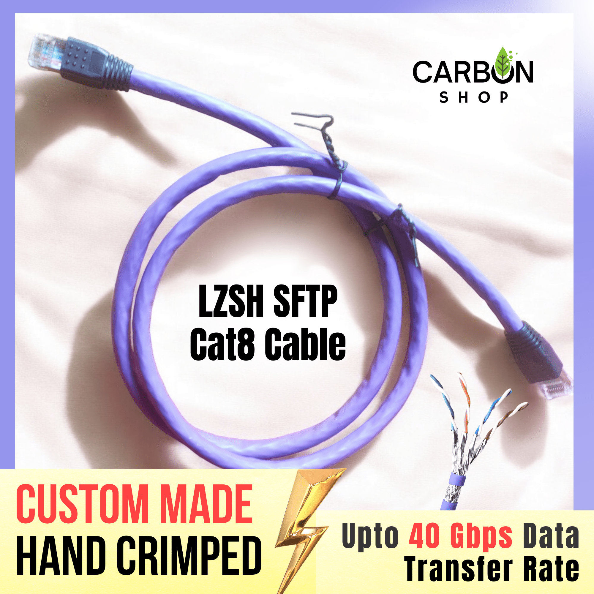 Picture of 3 Meter Ethernet Cable Cat8 Cable 40Gbps 2000Mhz Pure Copper Internet Ethernet Network 23AWG RJ45 Shielded Indoor LAN Cat 8 Cable SFTP Ethernet Cat-8 Cable CAT8 40Gbps 2000MHz for Gaming, Router, PC, PS4 - High Speed Reliable and Stable Connectivity