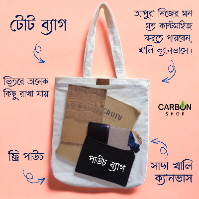 Picture of Canvas Tote Bag for Girls & Women – Trendy Top Handle Handbag with Mini Pouch, Zipper Closure, Stylish College & Shopping Bag (2-in-1 Combo)