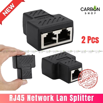Picture of 1 to 2 RJ45 LAN Splitter Adapter | Ethernet Cable Extender Connector | Dual Port RJ45 Female | Network Cable Joiner for Cat6 Cable  LAN Cable Extender Connector for Router, Modem, PC  RJ45 Female to Dual Female Jointer for Cat 6 Cable Cat8 Cable Cat7 Cat5