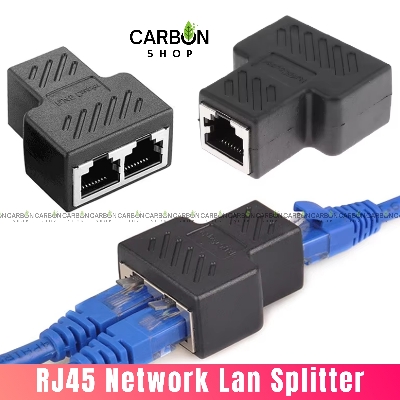Picture of 1 to 2 RJ45 LAN Splitter Adapter | Ethernet Cable Extender Connector | Dual Port RJ45 Female | Network Cable Joiner for Cat6 Cable  LAN Cable Extender Connector for Router, Modem, PC  RJ45 Female to Dual Female Jointer for Cat 6 Cable Cat8 Cable Cat7 Cat5