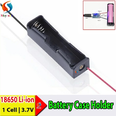 Picture of 18650 Battery Storage Box Case DIY 1Slot Way Batteries Clip Holder Container With Wire Lead Pin Z2 for DIY Power Bank TP4056 board