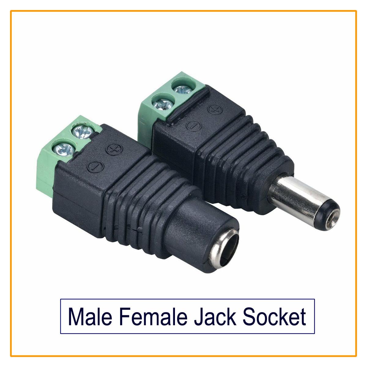 Picture of Male Female Jack Socket-12V DC Power Connector 5.5mm x 2.1mm, CENTROPOWER (1 x Male + 1 x Female) Power Jack Adapter for Led Strip CCTV Security Camera Cable Wire Ends Plug Barrel Adapter