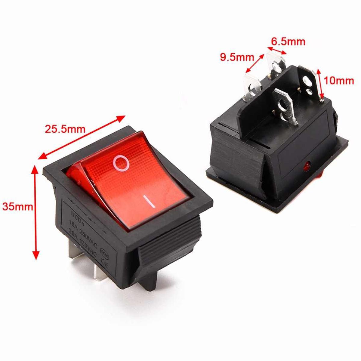 Picture of 1 Pcs ON-OFF 4 Pin Rocker Switch 16A/20A AC 250V/125V