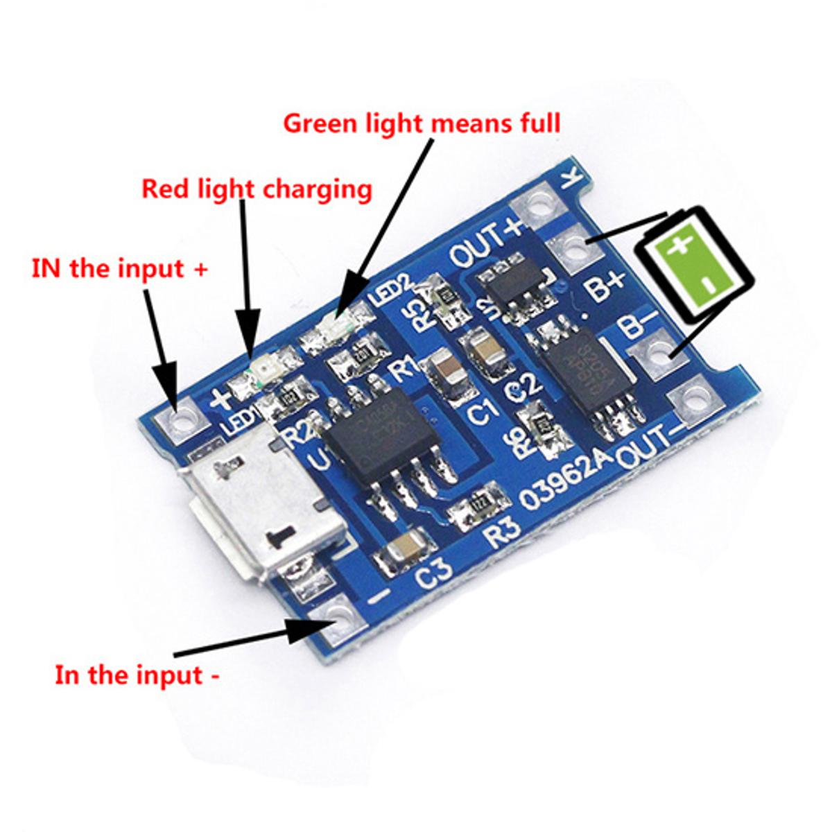 Picture of 5V 1A Micro USB 18650 Lithium Battery Charging Board Charger Module+Protection Dual Functions TP4056