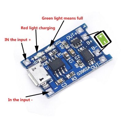 Picture of 5V 1A Micro USB 18650 Lithium Battery Charging Board Charger Module+Protection Dual Functions TP4056