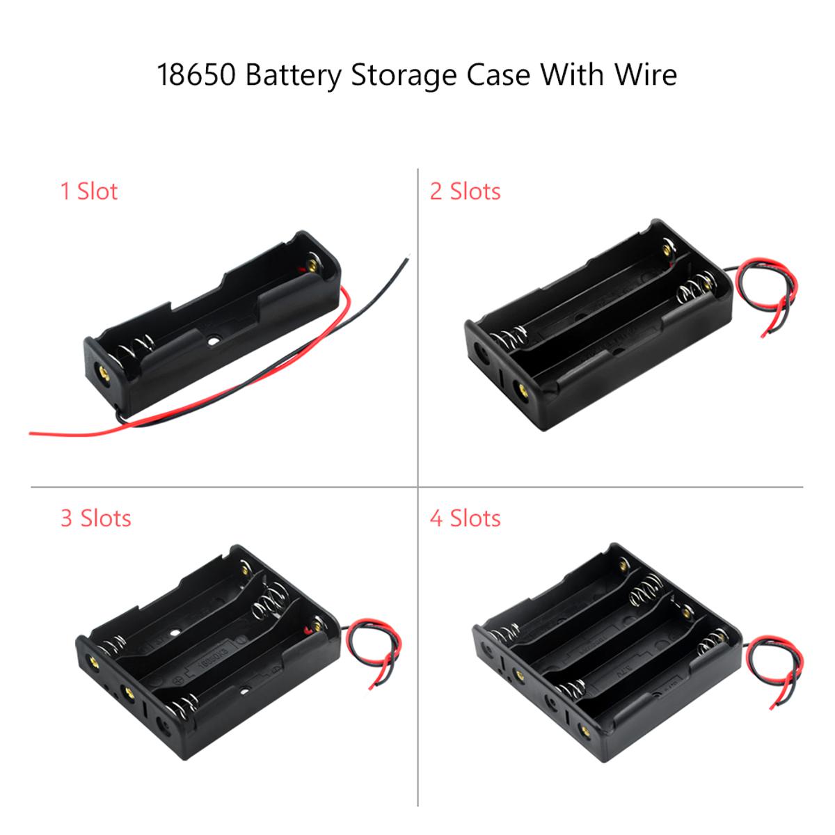 Picture of 18650 3.7V Battery Holder Storage Box Container Power Bank Case Cases 1X 2X 3X 4X 1 2 3 4 Slot DIY Batteries Clip With Wire Lead Pin