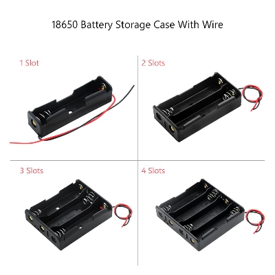 Picture of 18650 3.7V Battery Holder Storage Box Container Power Bank Case Cases 1X 2X 3X 4X 1 2 3 4 Slot DIY Batteries Clip With Wire Lead Pin