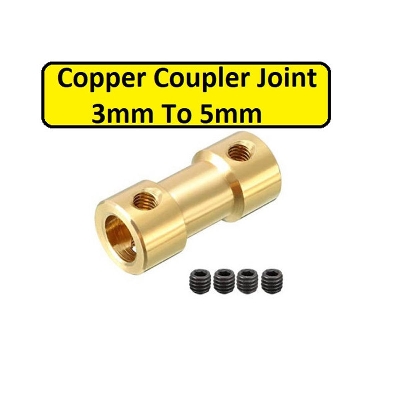 Picture of Copper Coupler 5mm To 3mm Universal Motor Shaft Joint Coupling Connector for RC Boat Electric Toy Car 775 DC Motor DIY Projects