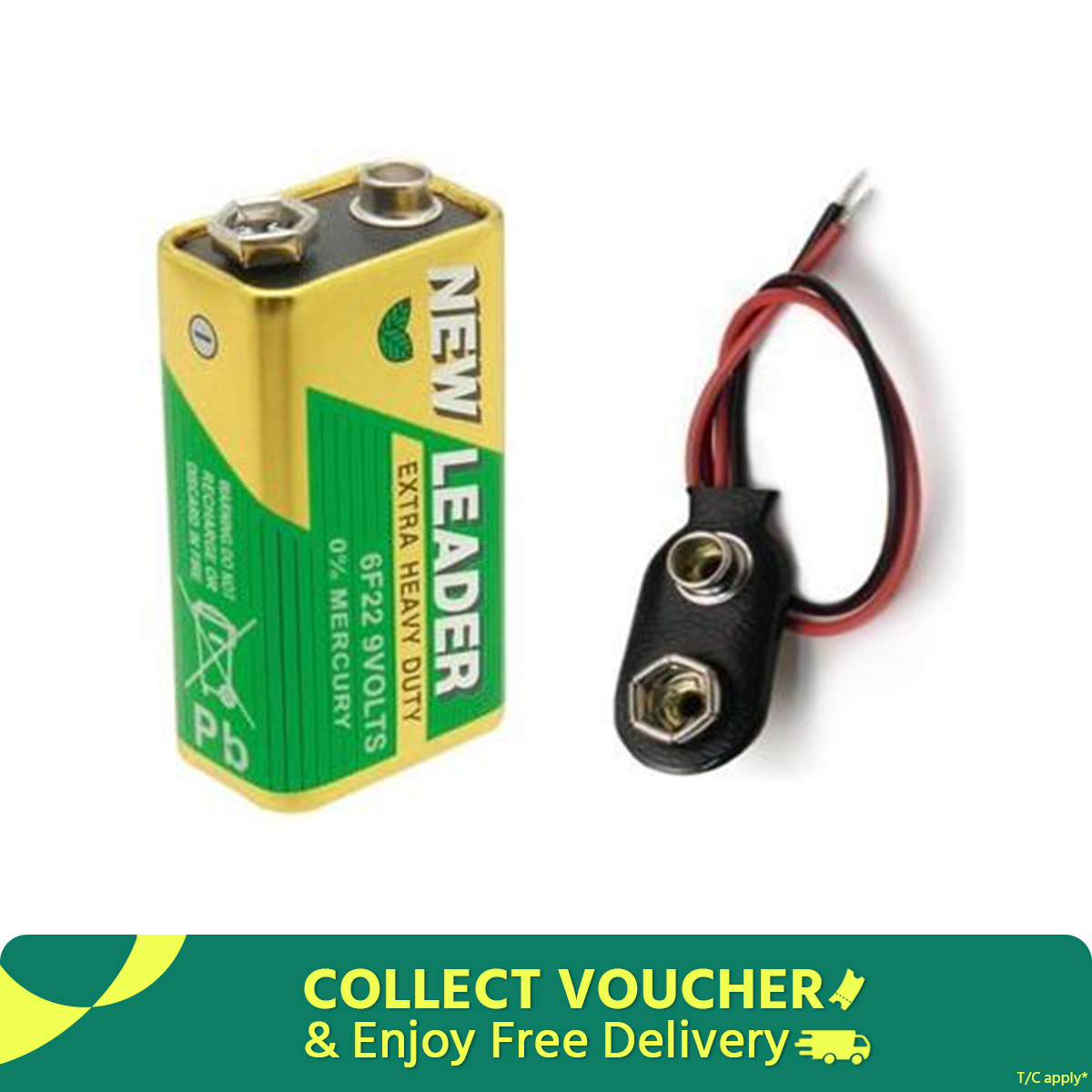 Picture of সংযোগকারী কম্বো প্যাক সহ 9v ব্যাটারি (ব্যাটারি + সংযোগকারী) - 9 volt battery