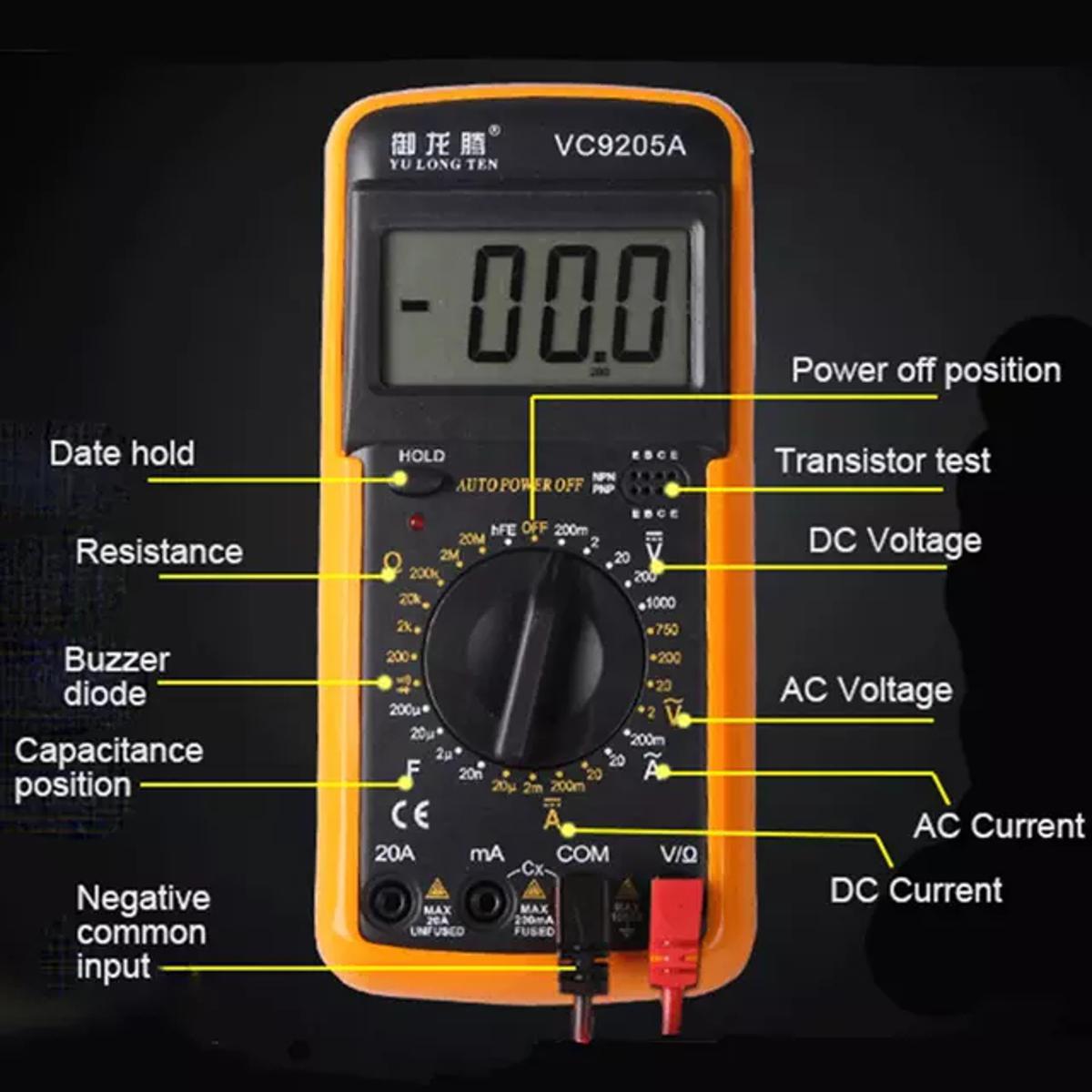 Picture of Professional Digital Multimeter AC DC LCD For Multi-Testing VC 9205A