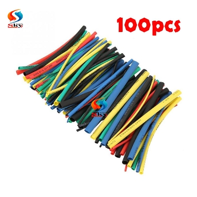 Picture of 100Pcs Crosslinked Polyethylene 5 Size 5 Colors 100mm Heat Shrink Tube Wire Cable Insulated Sleeving