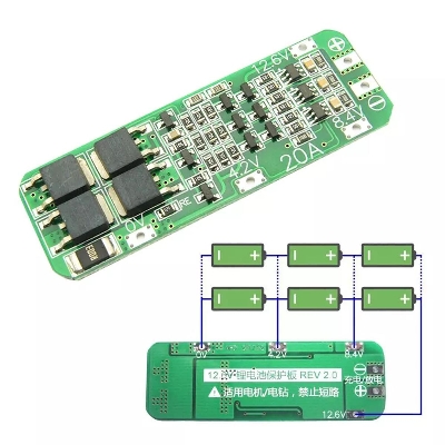 Picture of 3S 20A 18650 Li-Ion Lithium Battery Charger Bms Protection Board For Drill Motor 12.6V Lipo Cell Module 64X 20X3.4 Mm - Solar Panel