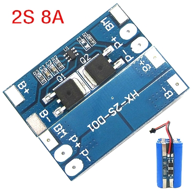 Picture of BMS 2S 8A Li-ion 7.4v 8.4V 18650 BMS PCM 15A Peak Current Battery Protection Board For Li-ion Lipo Battery Cell