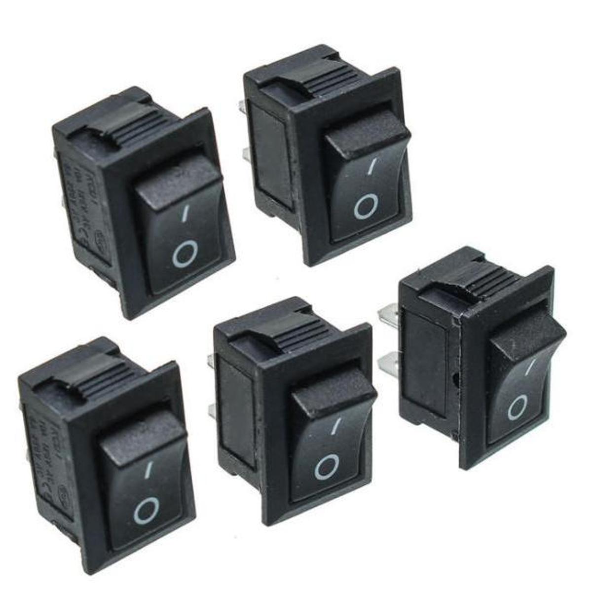 Picture of 5pcs 6A BLACK Color MICRO Rocker Switch 3 Pin 6A 250V 2 Positions SPDT ON OFF Boat Rocker Switches Power Rocker Switch