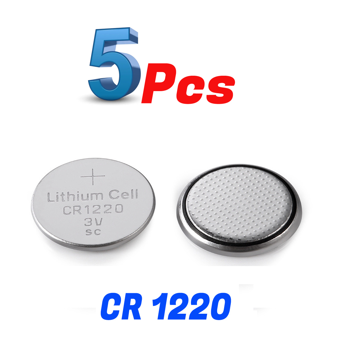 Picture of 5 pcs 1220 Lithium Coin Battery Use For Car or Bike Key Fobs, Remote Controls, Thermometers, Wireless Doorbells, Glucometers,