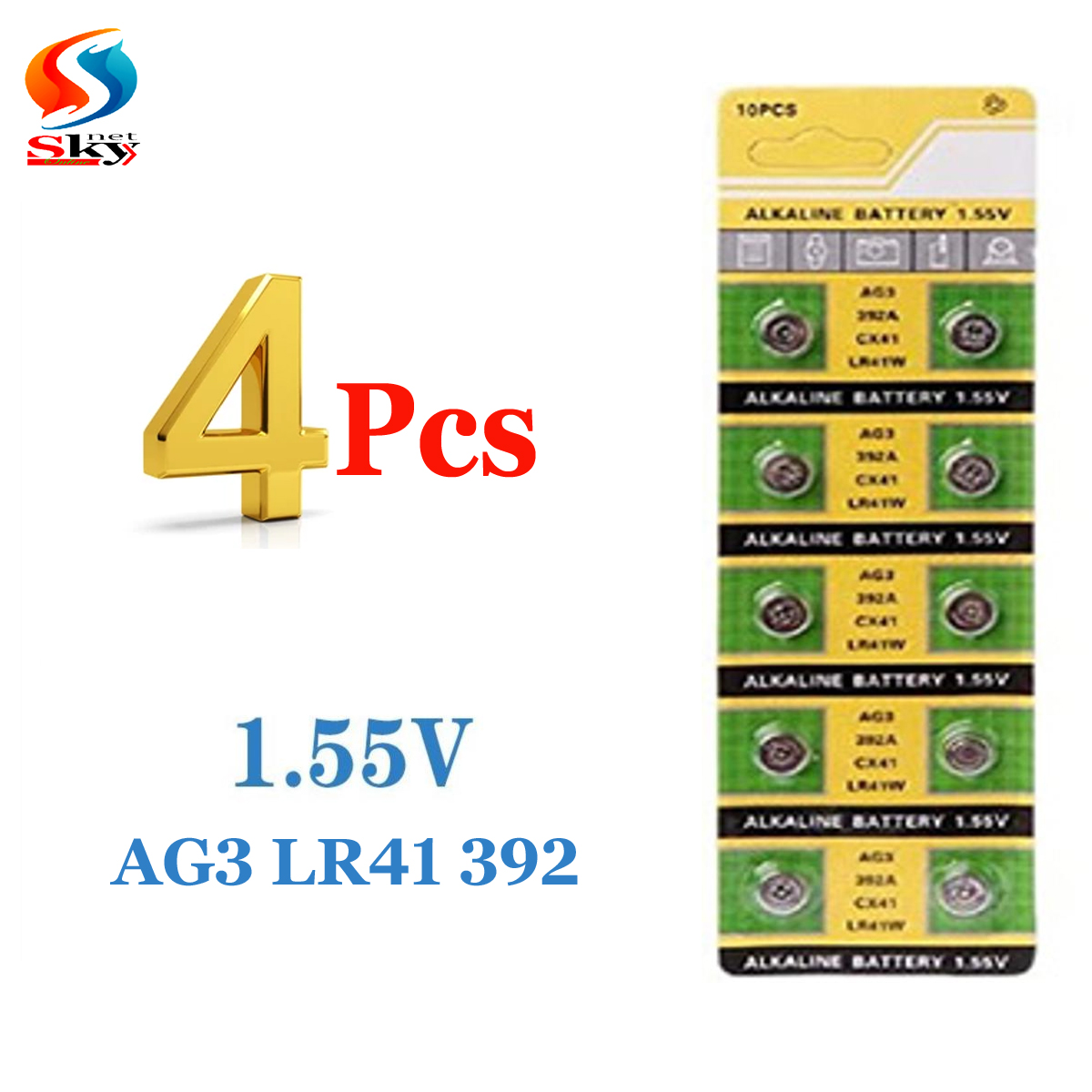 Picture of AG3, LR41, LR736, SR736 392A Alkaline Battery- 4 Piece Use For Laser Pointers, Watches