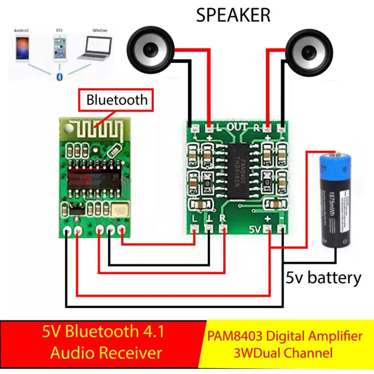 Picture of Combo offer 5V Bluetooth Stereo Audio Receiver and Mini Digital Power Amplifier Drive Board 3W + 3W Circuit Board