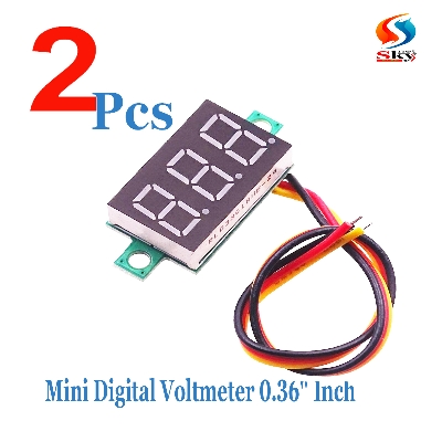 Picture of 2pcsMini Digital Voltmeter Voltage Meter Panel Volt Tester Detector Monitor 2 Wire 3 Bit Red LED tube for UPS IPS Battery Tester ATS etc