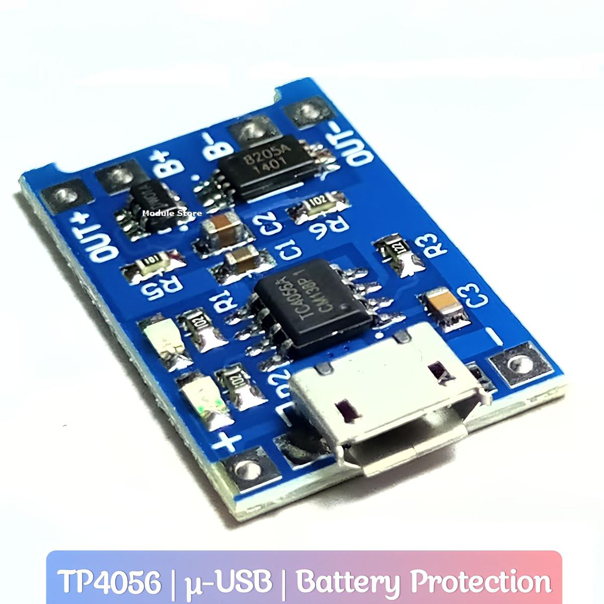Picture of TP4056 Lithium Battery Charging Board with Battery Protection 5V 1A at low Price