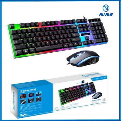 Picture of G21 Keyboard Wired USB Gaming Mouse Flexible Polychromatic LED Lights Computer Mechanical Feel Backlit Keyboard Mouse Combo Combo Package For Gamers Gaming