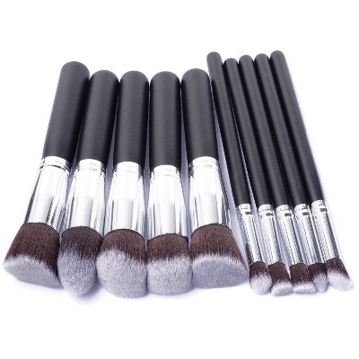 Picture of Kabuki Brush Set of 10 Pcs - Black and Silver
