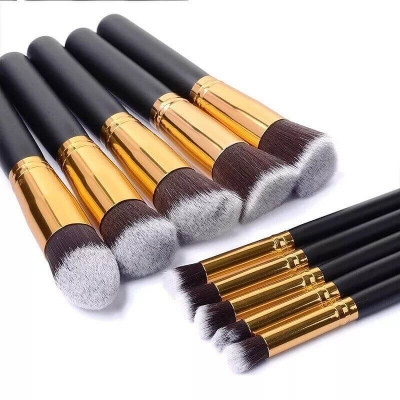 Picture of Kabuki Brush 10pcs Set - Black And Golden